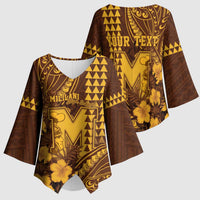 Personalised Hawaii Mililani High School Kimono Sleeve Blouse Tribal Tattoo With Hibiscus Flowers