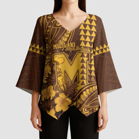 Personalised Hawaii Mililani High School Kimono Sleeve Blouse Tribal Tattoo With Hibiscus Flowers