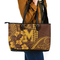 Hawaii Mililani High School Leather Tote Bag Tribal Tattoo With Hibiscus Flowers LT05 - Polynesian Pride