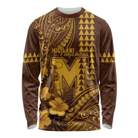 Personalised Hawaii Mililani High School Long Sleeve Shirt Tribal Tattoo With Hibiscus Flowers LT05 Unisex Brown - Polynesian Pride