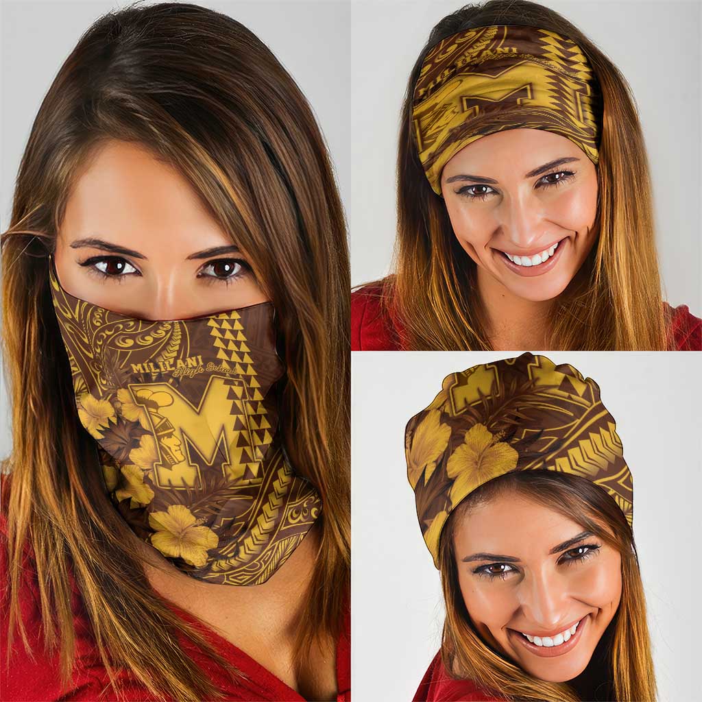Hawaii Mililani High School Neck Gaiter Tribal Tattoo With Hibiscus Flowers LT05 - Polynesian Pride