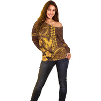 Personalised Hawaii Mililani High School Off Shoulder Sweater Tribal Tattoo With Hibiscus Flowers LT05 - Polynesian Pride
