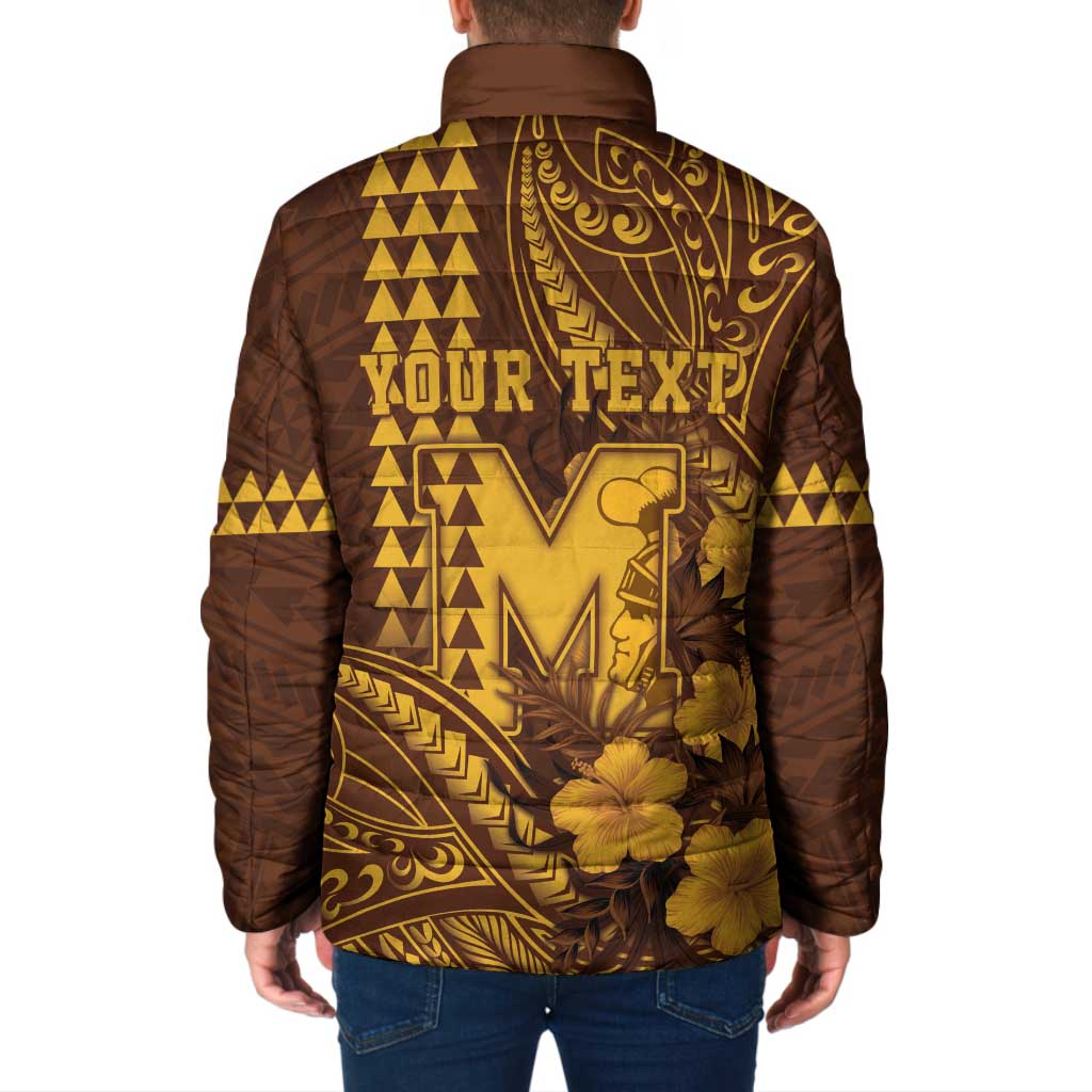 Personalised Hawaii Mililani High School Padded Jacket Tribal Tattoo With Hibiscus Flowers LT05 - Polynesian Pride