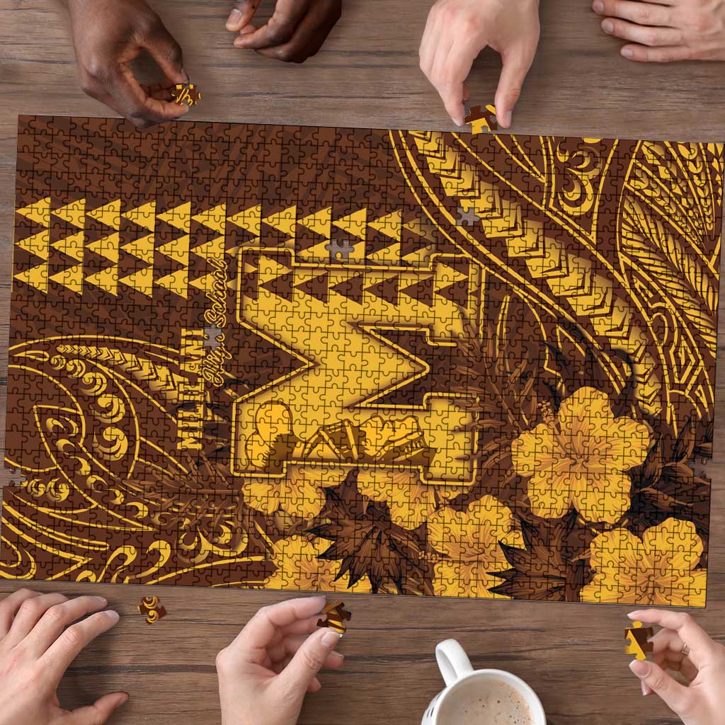 Hawaii Mililani High School Puzzle Tribal Tattoo With Hibiscus Flowers LT05 - Polynesian Pride