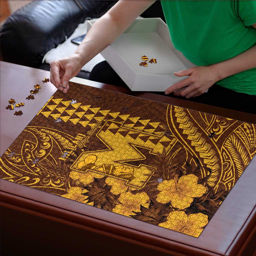 Hawaii Mililani High School Puzzle Tribal Tattoo With Hibiscus Flowers LT05 - Polynesian Pride