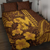 Hawaii Mililani High School Quilt Bed Set Tribal Tattoo With Hibiscus Flowers LT05 Brown - Polynesian Pride