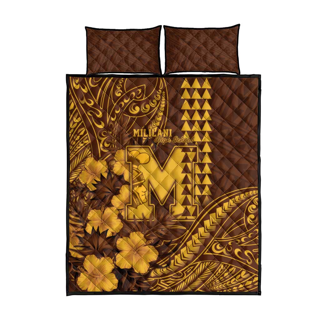 Hawaii Mililani High School Quilt Bed Set Tribal Tattoo With Hibiscus Flowers LT05 - Polynesian Pride