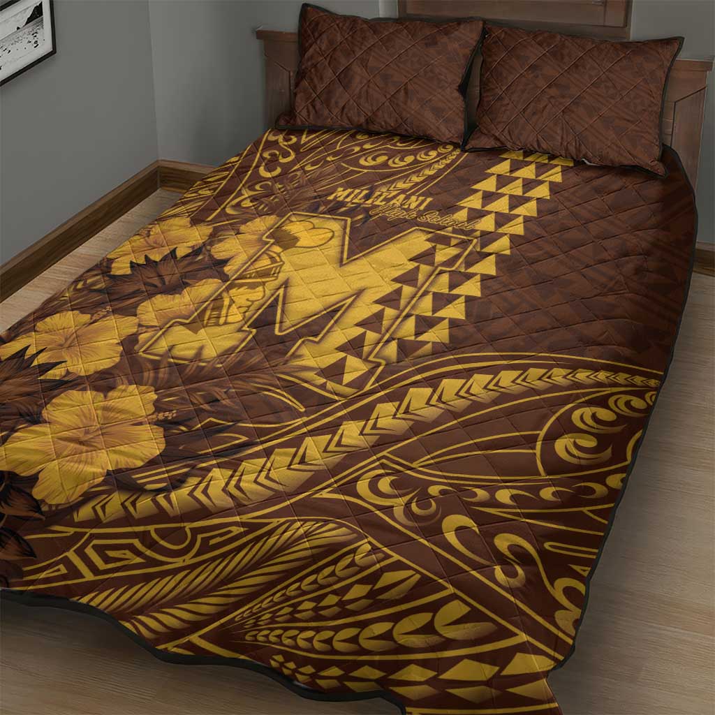 Hawaii Mililani High School Quilt Bed Set Tribal Tattoo With Hibiscus Flowers LT05 - Polynesian Pride