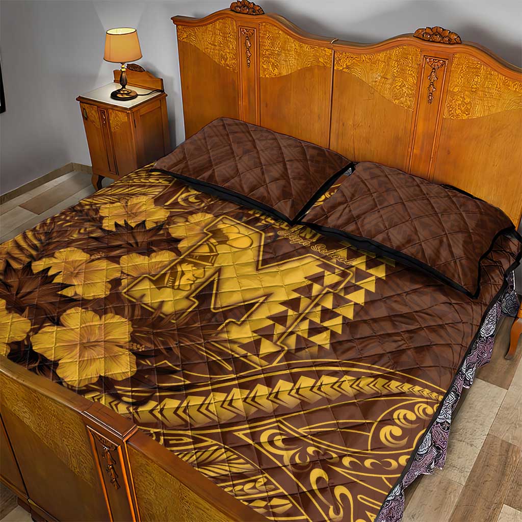 Hawaii Mililani High School Quilt Bed Set Tribal Tattoo With Hibiscus Flowers LT05 - Polynesian Pride