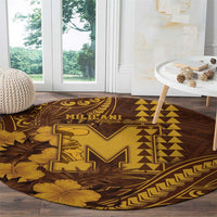 Hawaii Mililani High School Round Carpet Tribal Tattoo With Hibiscus Flowers LT05 - Polynesian Pride