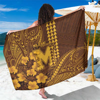 Hawaii Mililani High School Sarong Tribal Tattoo With Hibiscus Flowers LT05 One Size 44 x 66 inches Brown - Polynesian Pride