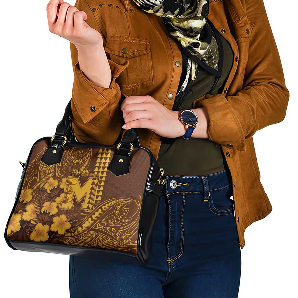Hawaii Mililani High School Shoulder Handbag Tribal Tattoo With Hibiscus Flowers LT05 - Polynesian Pride