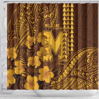 Hawaii Mililani High School Shower Curtain Tribal Tattoo With Hibiscus Flowers LT05 - Polynesian Pride
