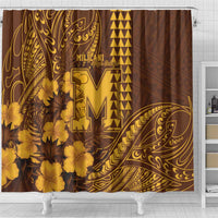Hawaii Mililani High School Shower Curtain Tribal Tattoo With Hibiscus Flowers LT05 - Polynesian Pride