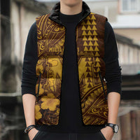 Personalised Hawaii Mililani High School Sleeveless Puffer Jacket Tribal Tattoo With Hibiscus Flowers LT05 - Polynesian Pride