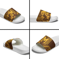 Hawaii Mililani High School Slide Sandals Tribal Tattoo With Hibiscus Flowers LT05 - Polynesian Pride