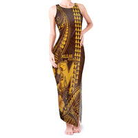 Personalised Hawaii Mililani High School Tank Maxi Dress Tribal Tattoo With Hibiscus Flowers