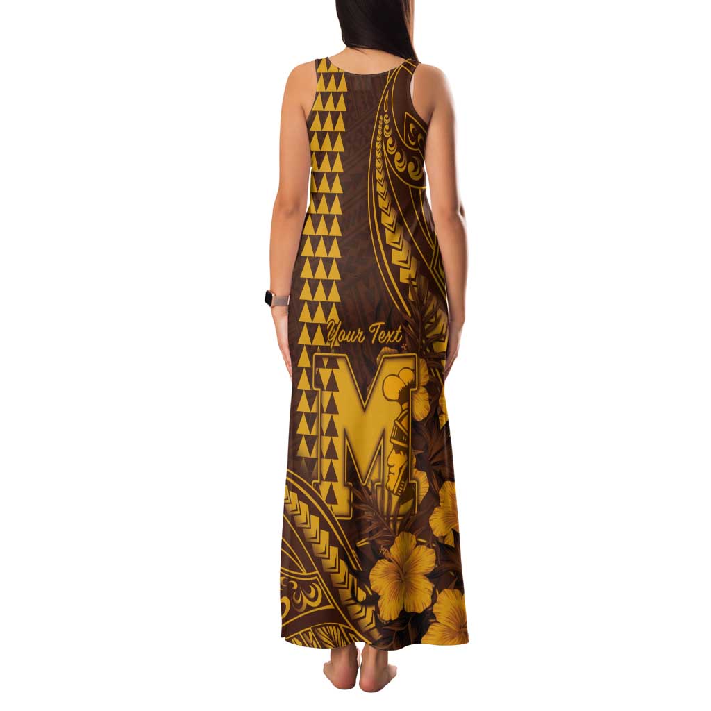 Personalised Hawaii Mililani High School Tank Maxi Dress Tribal Tattoo With Hibiscus Flowers