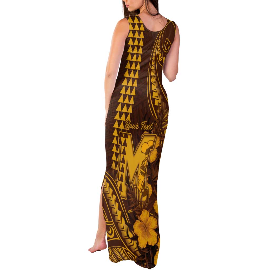 Personalised Hawaii Mililani High School Tank Maxi Dress Tribal Tattoo With Hibiscus Flowers