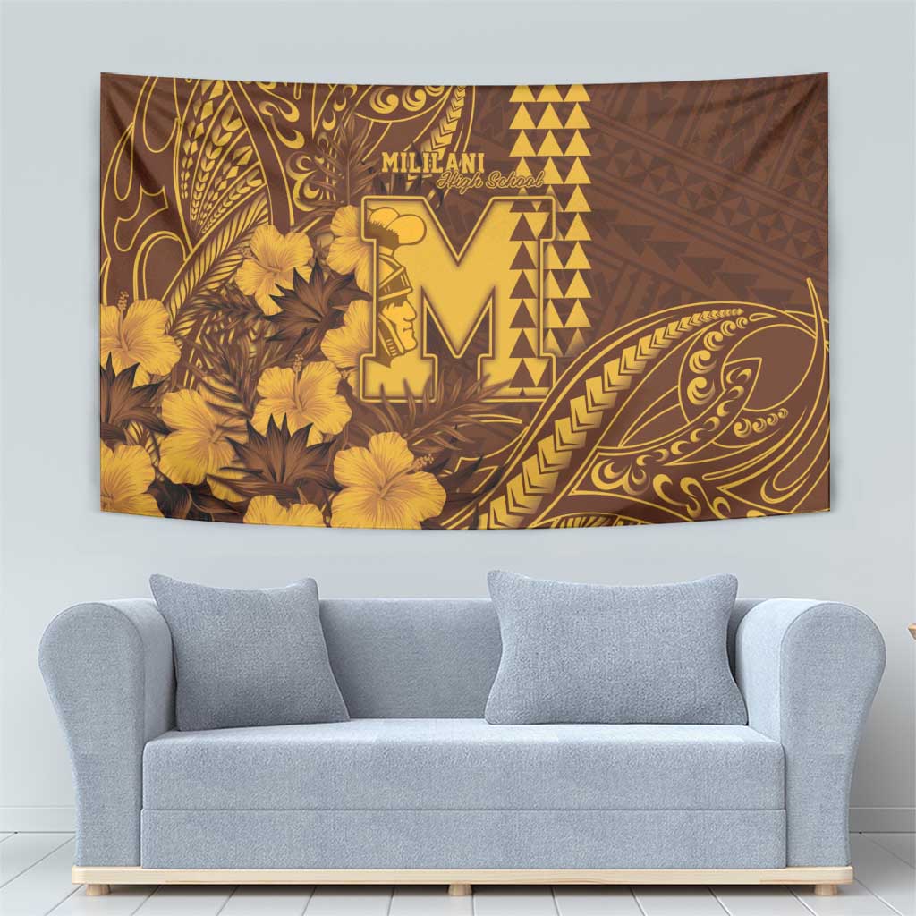 Hawaii Mililani High School Tapestry Tribal Tattoo With Hibiscus Flowers LT05 - Polynesian Pride