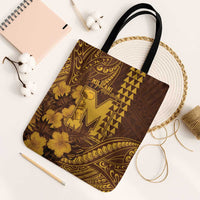 Hawaii Mililani High School Tote Bag Tribal Tattoo With Hibiscus Flowers LT05 Black Strap One Size Brown - Polynesian Pride
