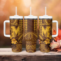 Personalised Hawaii Mililani High School Tumbler With Handle Tribal Tattoo With Hibiscus Flowers LT05 - Polynesian Pride