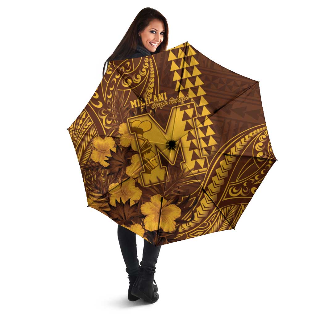 Hawaii Mililani High School Umbrella Tribal Tattoo With Hibiscus Flowers LT05 - Polynesian Pride