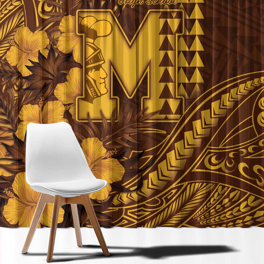 Hawaii Mililani High School Window Curtain Tribal Tattoo With Hibiscus Flowers LT05 - Polynesian Pride