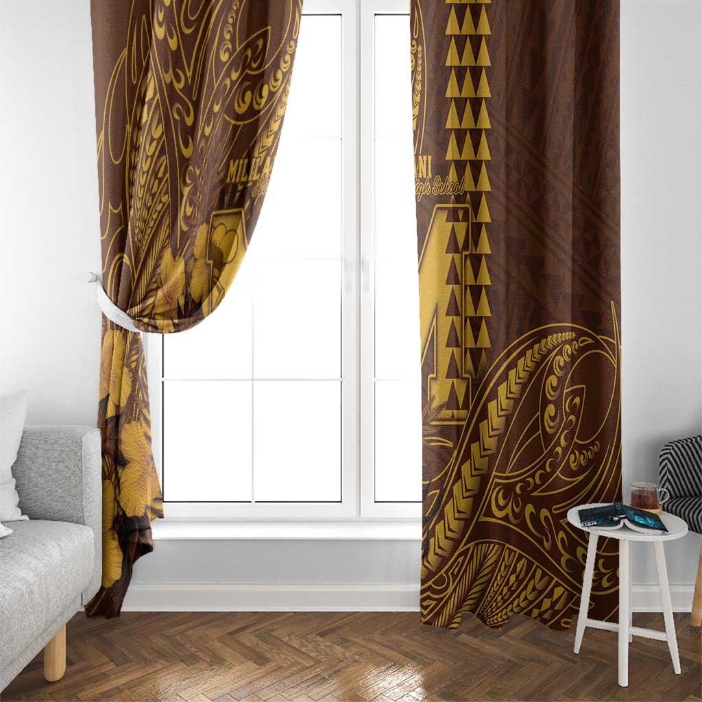 Hawaii Mililani High School Window Curtain Tribal Tattoo With Hibiscus Flowers LT05 - Polynesian Pride