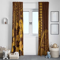 Hawaii Mililani High School Window Curtain Tribal Tattoo With Hibiscus Flowers LT05 - Polynesian Pride