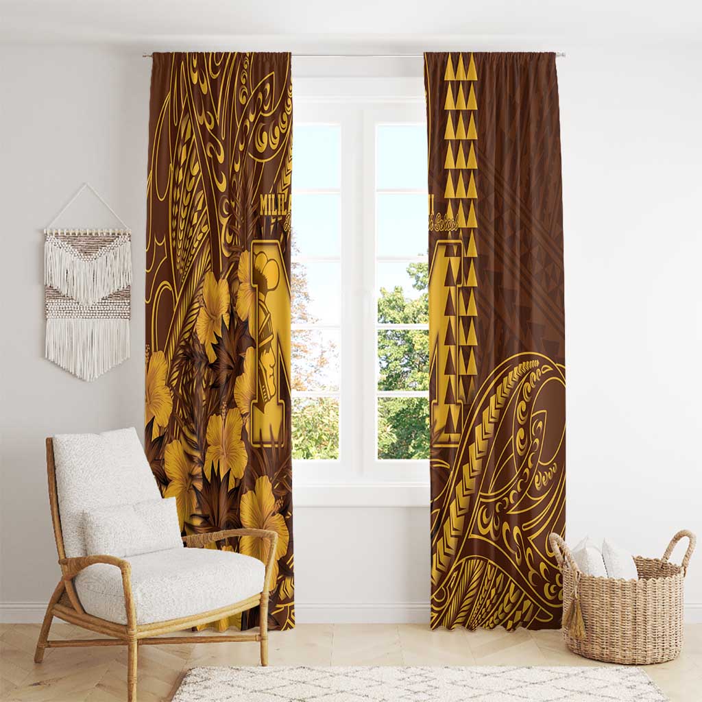 Hawaii Mililani High School Window Curtain Tribal Tattoo With Hibiscus Flowers LT05 - Polynesian Pride
