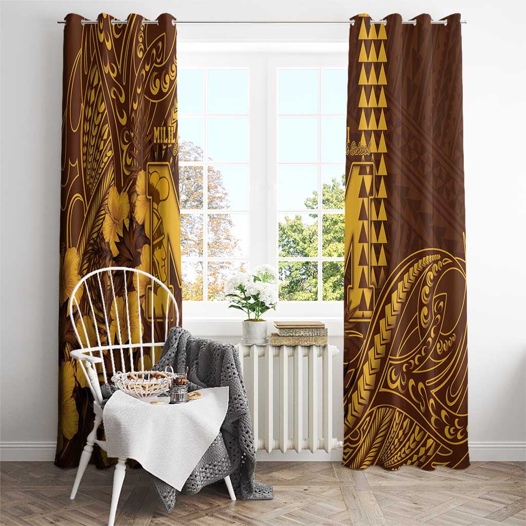 Hawaii Mililani High School Window Curtain Tribal Tattoo With Hibiscus Flowers LT05 - Polynesian Pride