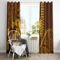 Hawaii Mililani High School Window Curtain Tribal Tattoo With Hibiscus Flowers LT05 - Polynesian Pride