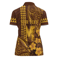 Personalised Hawaii Mililani High School Women Polo Shirt Tribal Tattoo With Hibiscus Flowers