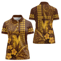 Personalised Hawaii Mililani High School Women Polo Shirt Tribal Tattoo With Hibiscus Flowers