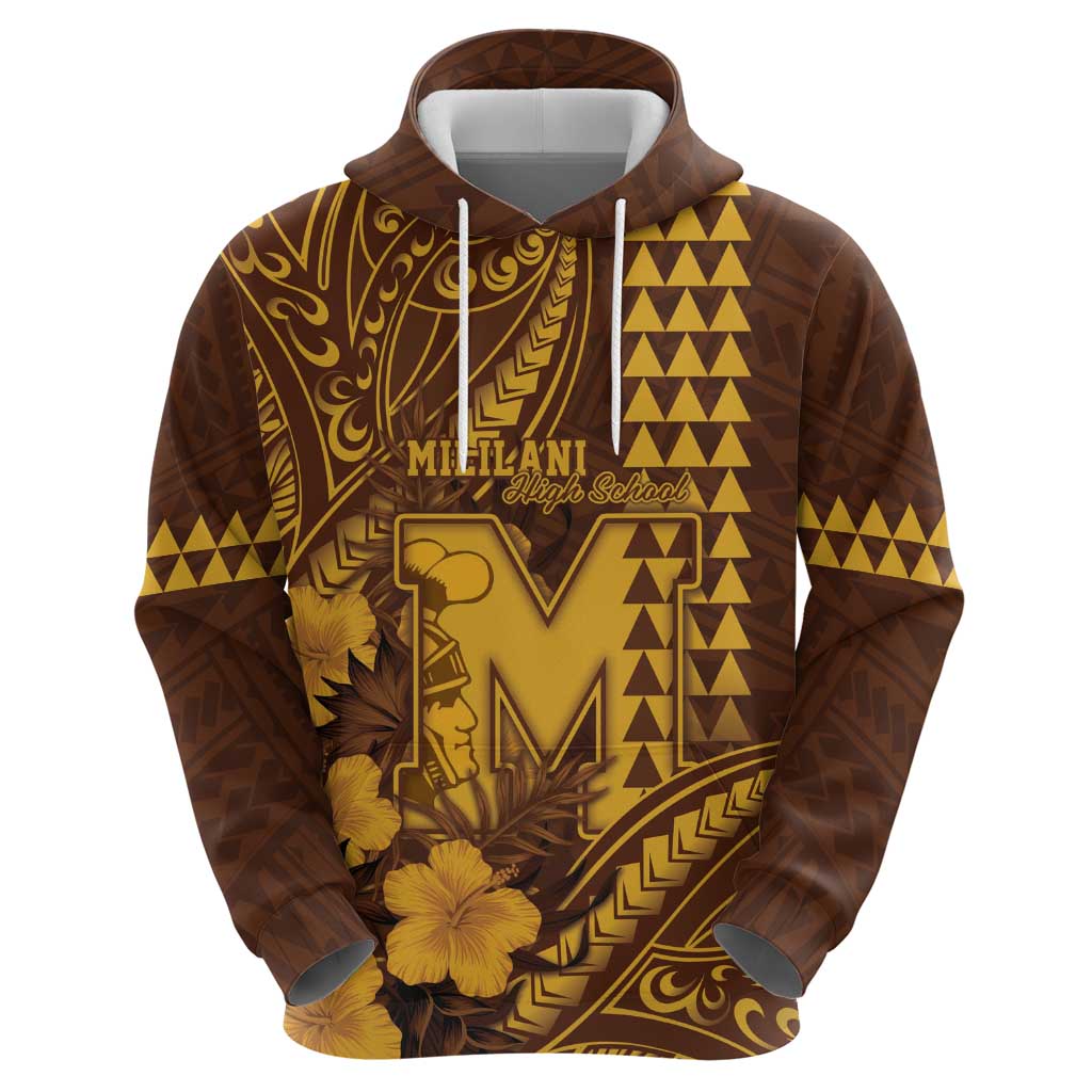 Personalised Hawaii Mililani High School Zip Hoodie Tribal Tattoo With Hibiscus Flowers LT05 - Polynesian Pride