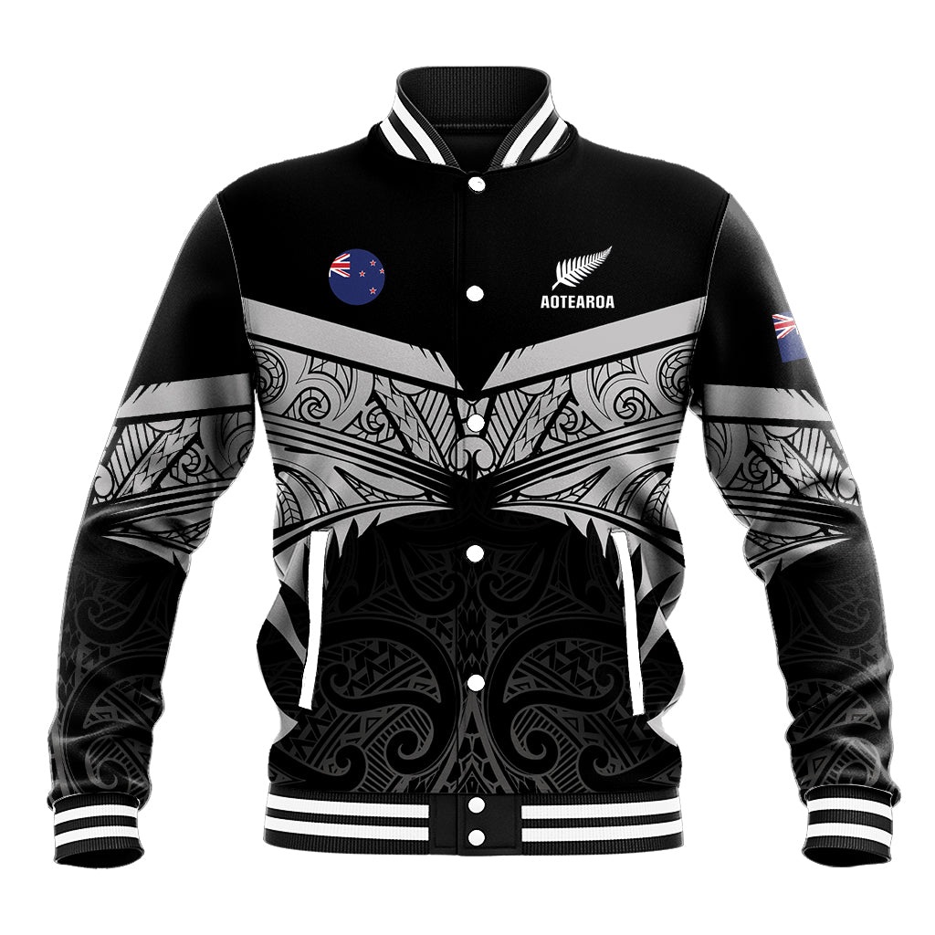 Custom New Zealand Cricket Baseball Jacket Go Champions World Cup 2024 With Maori Pattern LT05 Unisex Black - Polynesian Pride