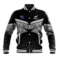 Custom New Zealand Cricket Baseball Jacket Go Champions World Cup 2024 With Maori Pattern LT05 Unisex Black - Polynesian Pride