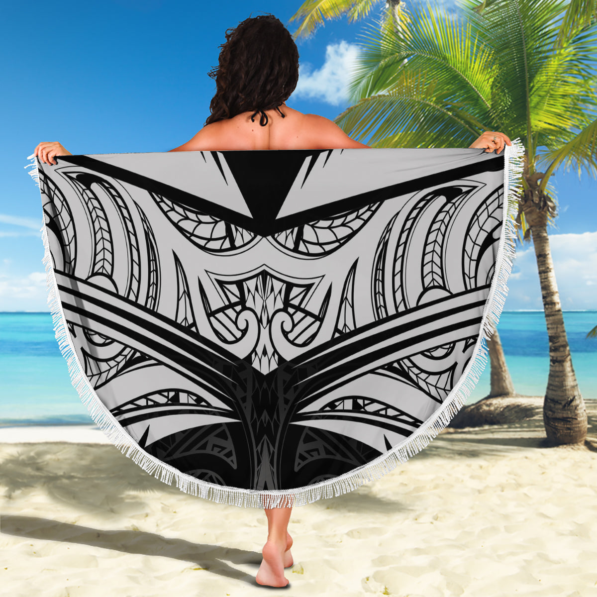Custom New Zealand Cricket Beach Blanket Go Champions World Cup 2024 With Maori Pattern LT05 - Polynesian Pride