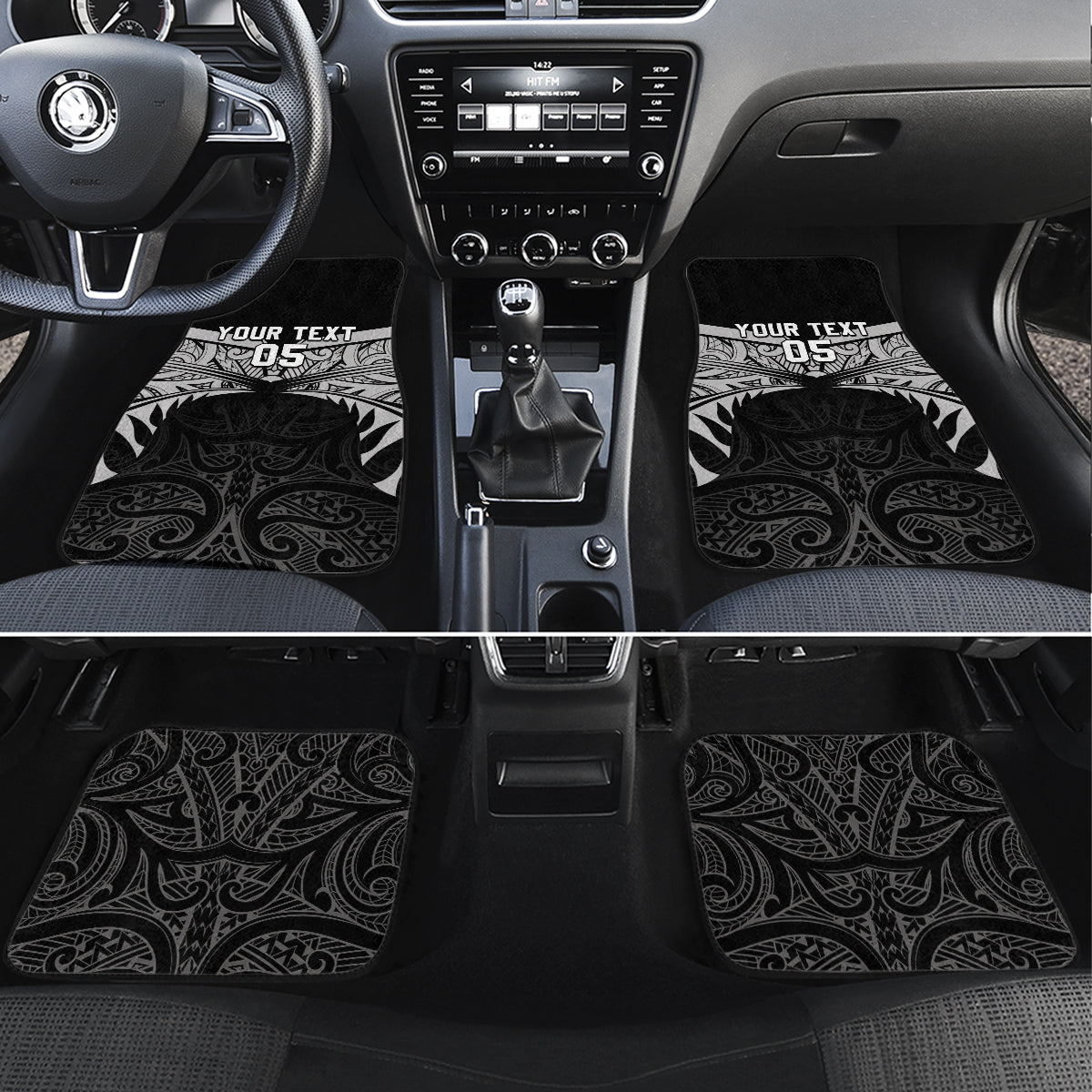 Custom New Zealand Cricket Car Mats Go Champions World Cup 2024 With Maori Pattern LT05 Set 4pcs Black - Polynesian Pride