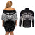 Custom New Zealand Cricket Couples Matching Off Shoulder Short Dress and Long Sleeve Button Shirt Go Champions World Cup 2024 With Maori Pattern