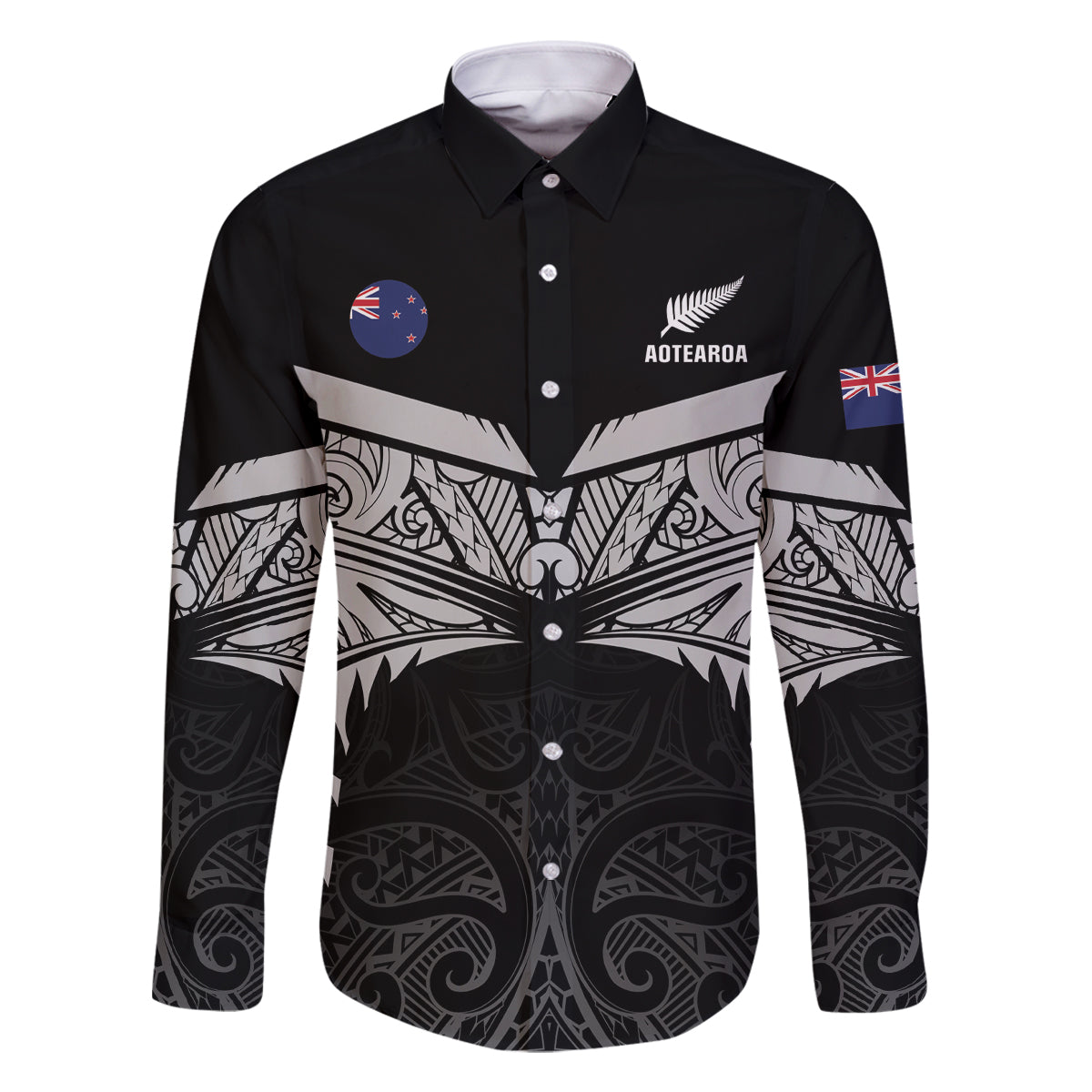 Custom New Zealand Cricket Family Matching Mermaid Dress and Hawaiian Shirt Go Champions World Cup 2024 With Maori Pattern