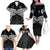 Custom New Zealand Cricket Family Matching Off The Shoulder Long Sleeve Dress and Hawaiian Shirt Go Champions World Cup 2024 With Maori Pattern