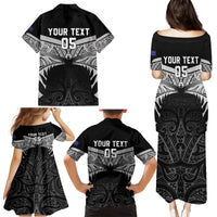 Custom New Zealand Cricket Family Matching Puletasi and Hawaiian Shirt Go Champions World Cup 2024 With Maori Pattern