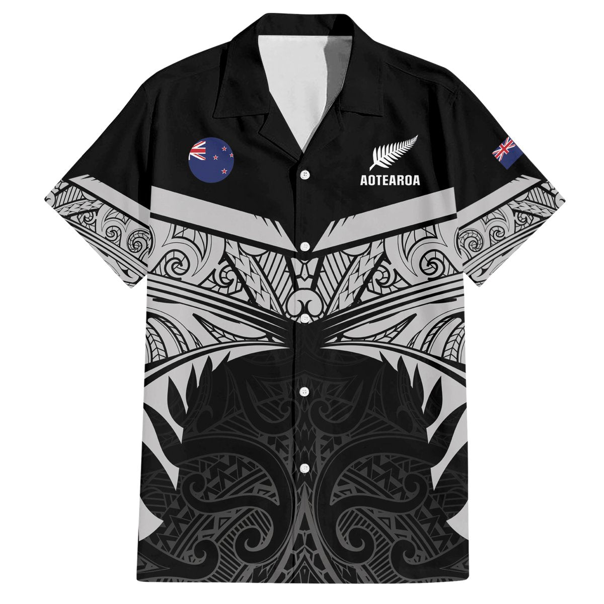 Custom New Zealand Cricket Hawaiian Shirt Go Champions World Cup 2024 With Maori Pattern LT05 Black - Polynesian Pride