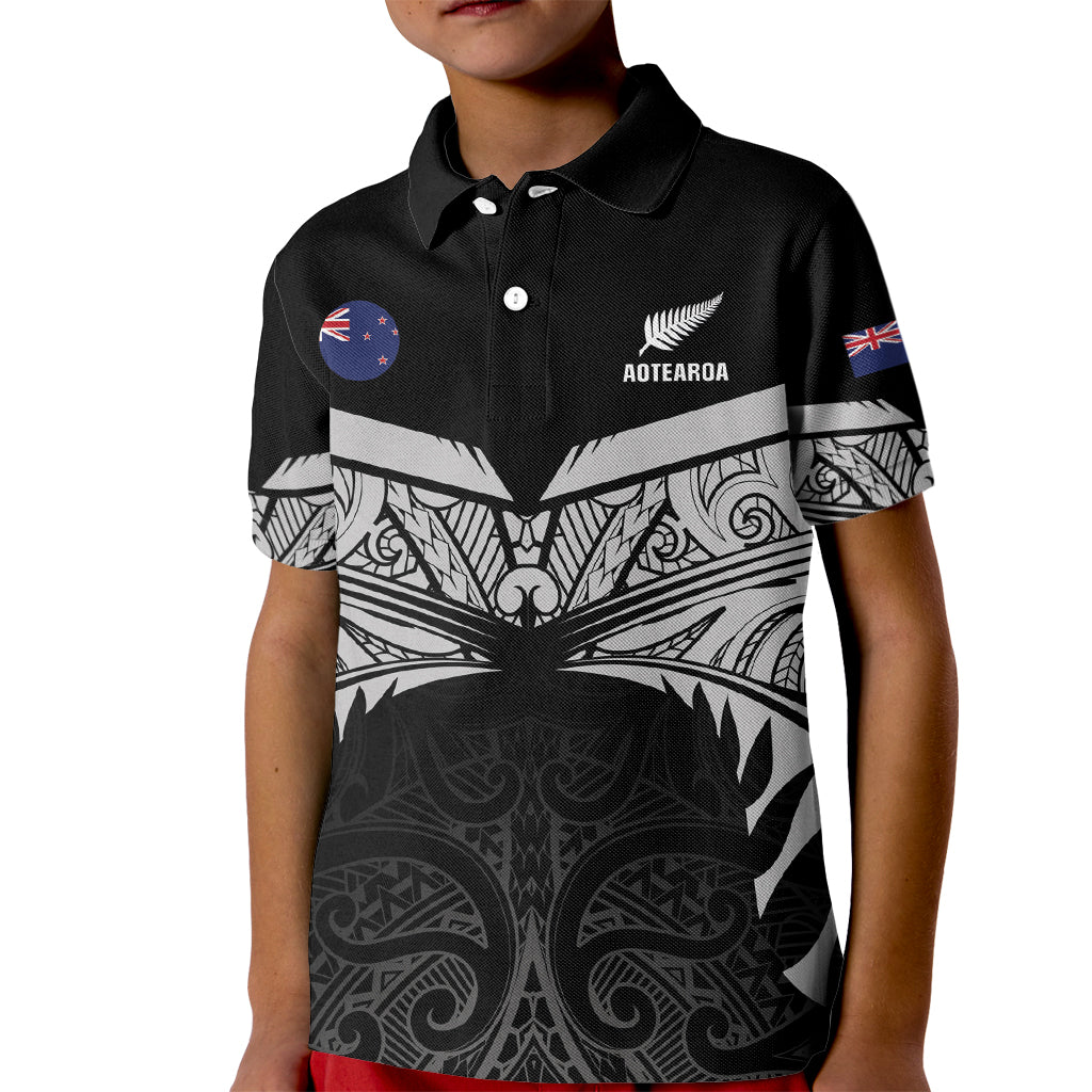 Custom New Zealand Cricket Kid Polo Shirt Go Champions World Cup 2024 With Maori Pattern