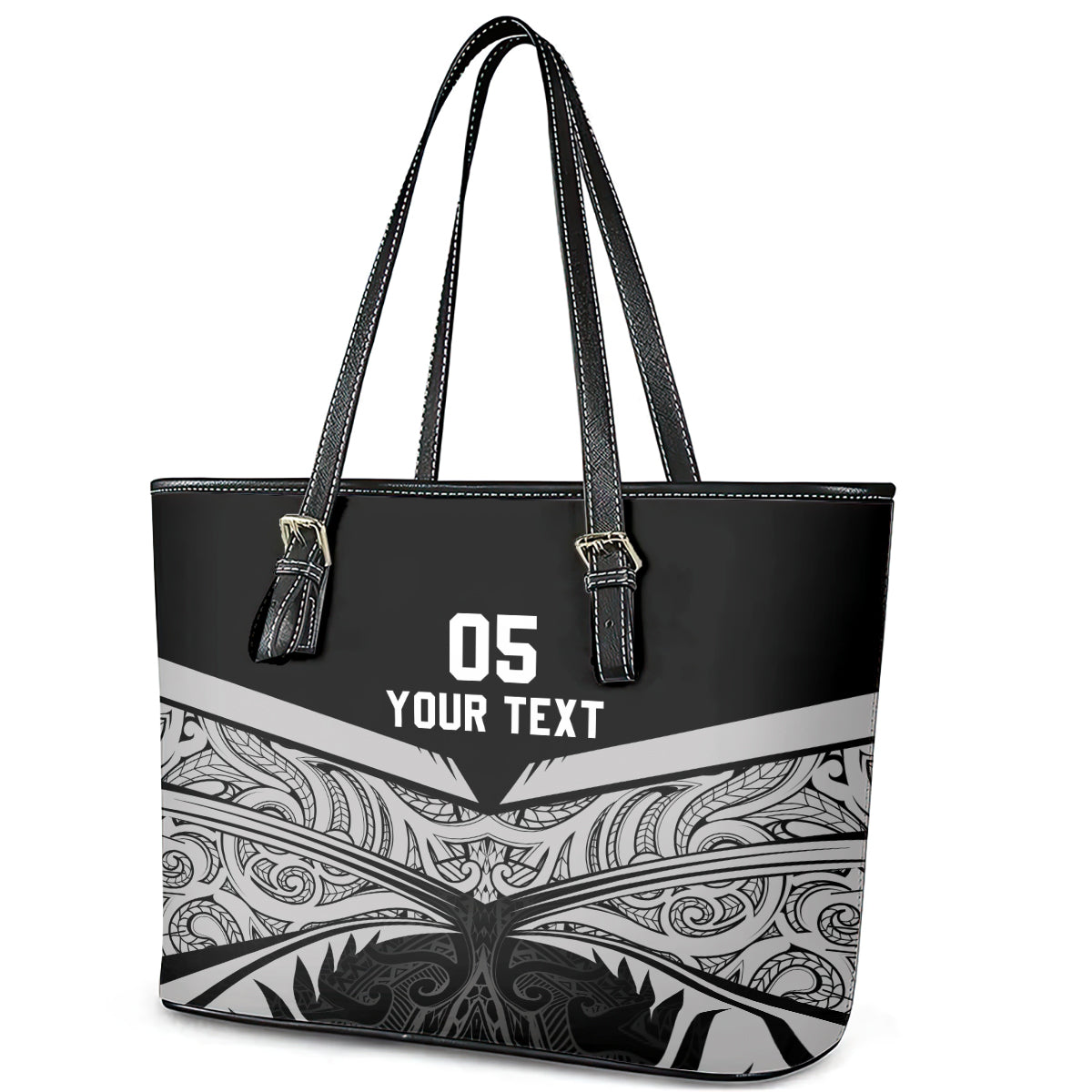 Custom New Zealand Cricket Leather Tote Bag Go Champions World Cup 2024 With Maori Pattern LT05 - Polynesian Pride
