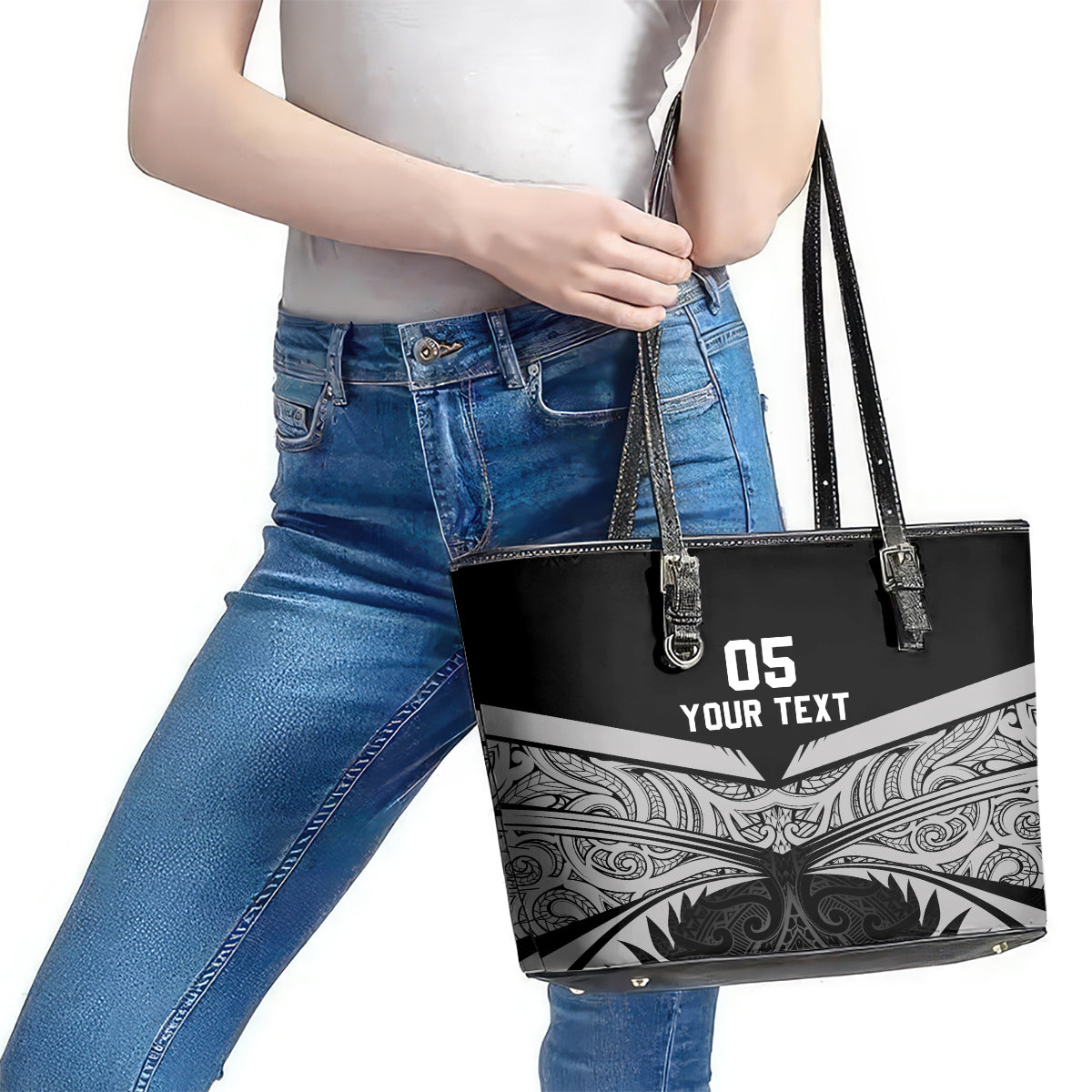 Custom New Zealand Cricket Leather Tote Bag Go Champions World Cup 2024 With Maori Pattern LT05 - Polynesian Pride