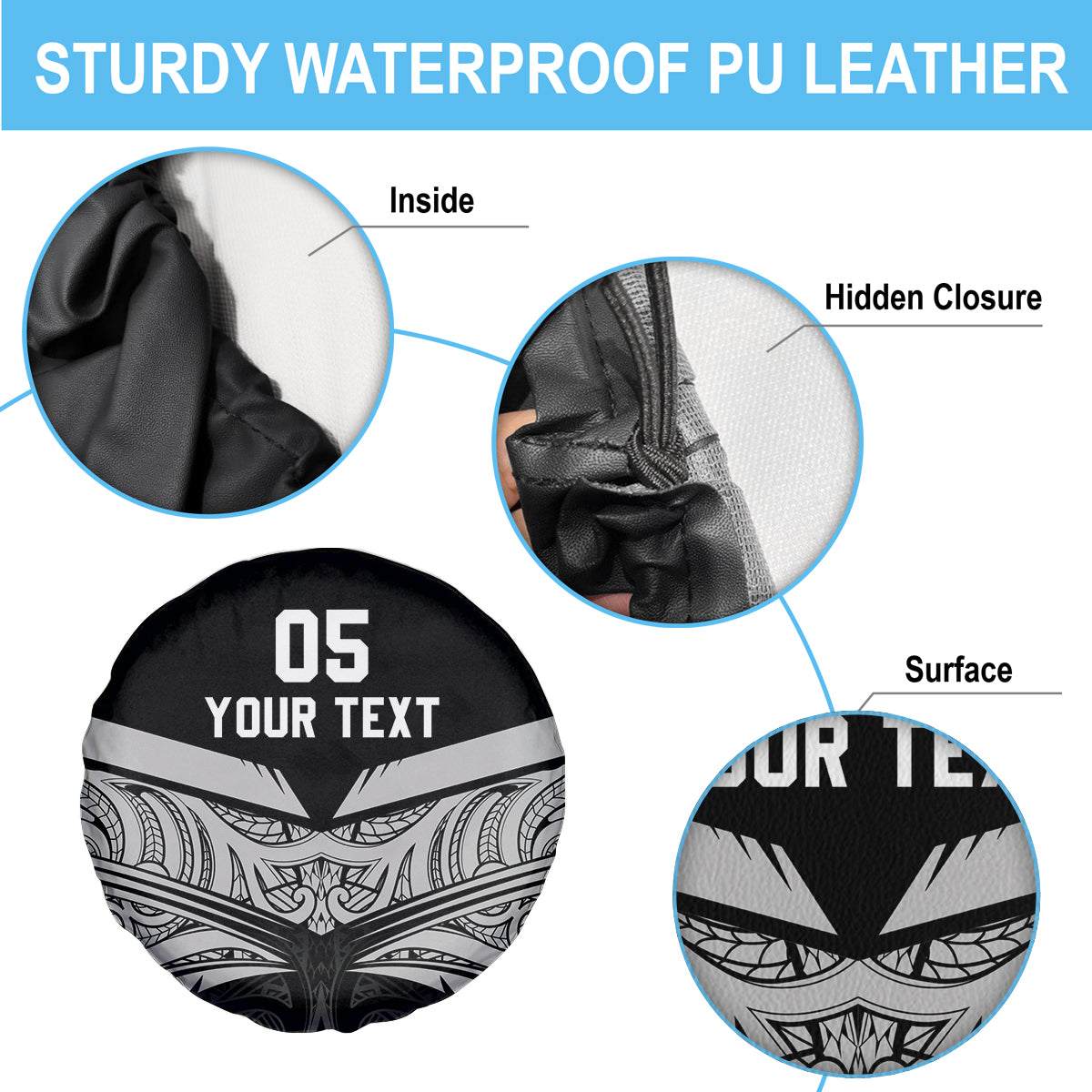 Custom New Zealand Cricket Spare Tire Cover Go Champions World Cup 2024 With Maori Pattern LT05 - Polynesian Pride