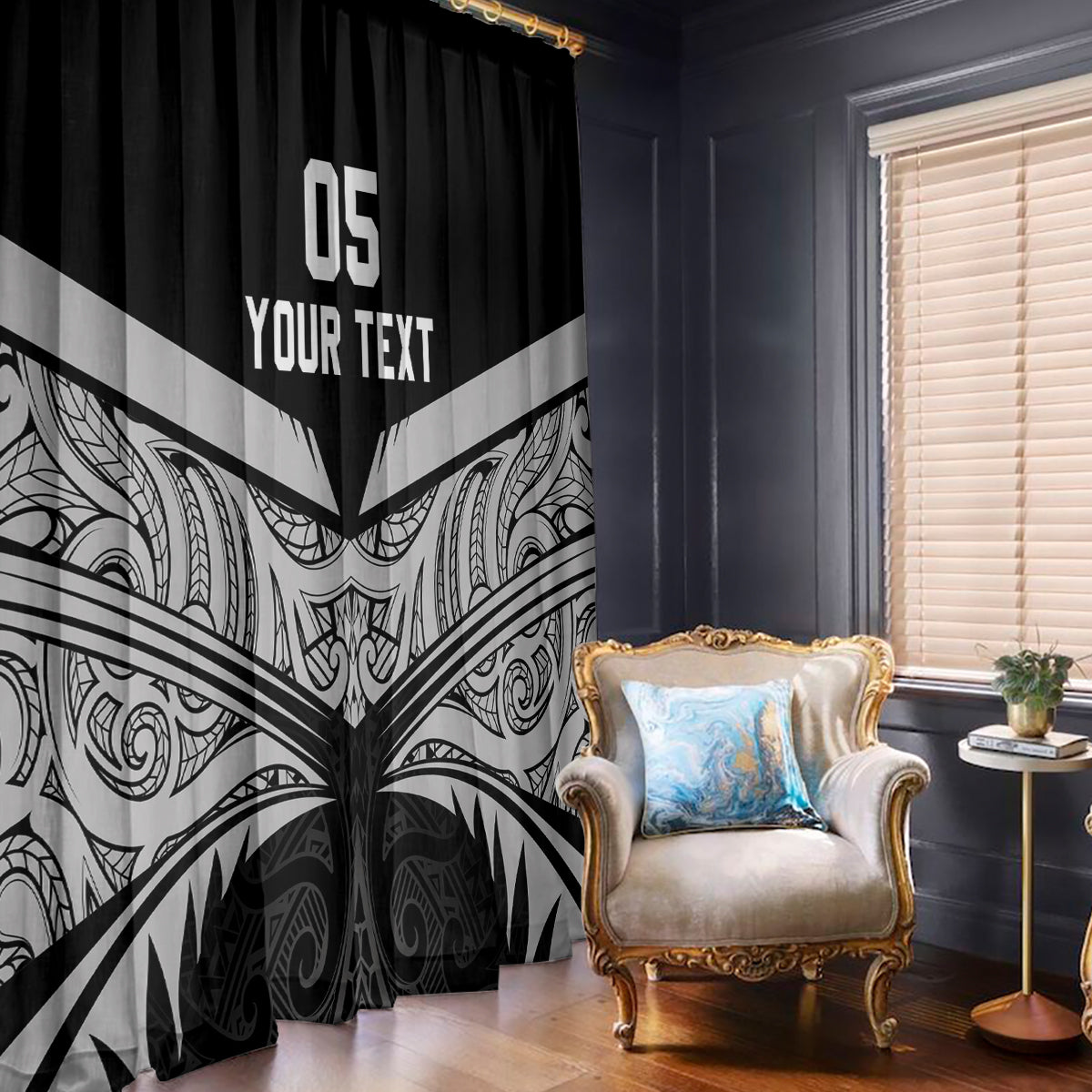 Custom New Zealand Cricket Window Curtain Go Champions World Cup 2024 With Maori Pattern LT05 - Polynesian Pride